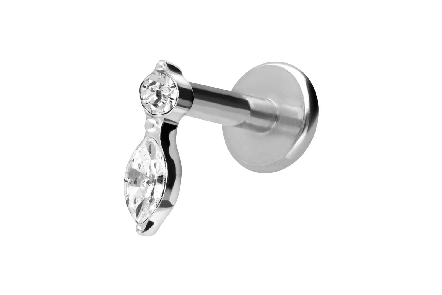 Titan Labret Piercing mit Innengewinde KRISTALLBLATT